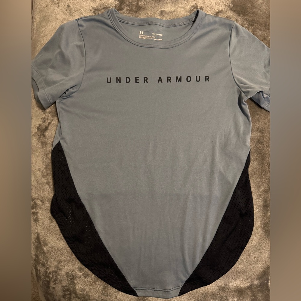 Under Armour HeatGear Cropped Mesh Shirt, Blue XS